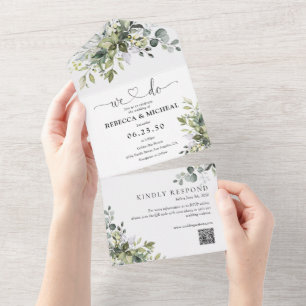 Greenery All in One Wedding Invite