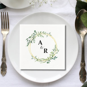 Greenery Ampersand Monogram Wedding Paper Napkin