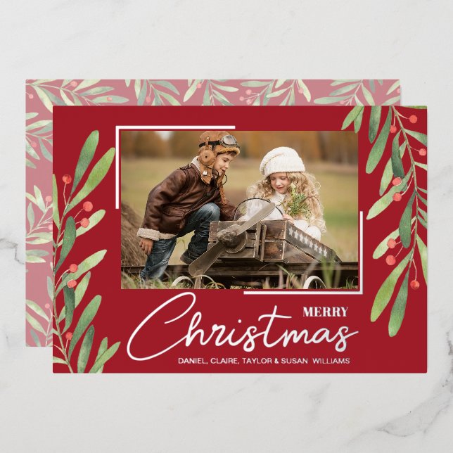 Greenery and Berries Christmas Photo (Front/Back)