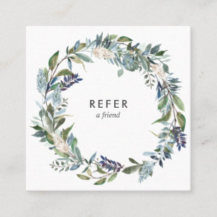 Greenery And Blue Floral Referral Card
