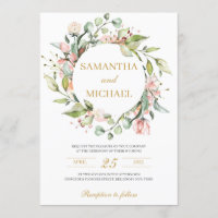 Greenery and blush pink floral boho gold wedding