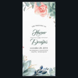 Greenery and Blush Pink Flower Wedding Programs Programme<br><div class="desc">Watercolor greenery and faux gold foil plants elegant wedding programs</div>
