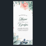 Greenery and Blush Pink Flower Wedding Programs Programme<br><div class="desc">Watercolor greenery and faux gold foil plants elegant wedding programs</div>