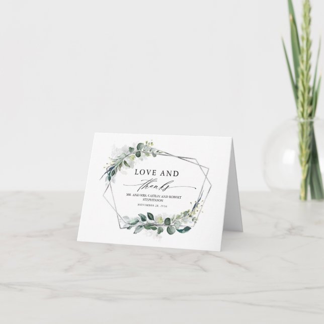 Greenery and Eucalyptus Foliage Thank You Card (Front)
