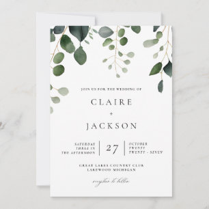 Greenery and Eucalyptus Modern Wedding Invitation