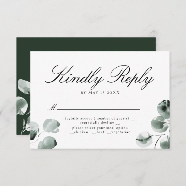 Greenery and Eucalyptus Scripted RSVP Green (Front/Back)