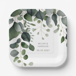 Greenery and Eucalyptus Wedding Thank You  Paper Plate