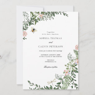 Greenery and Flowers Wedding  Invitation