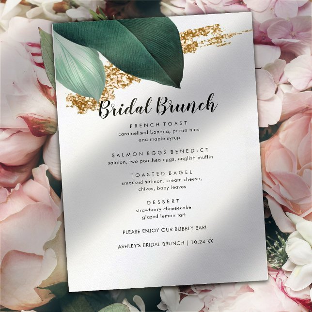 Greenery And Glitter Bridal Brunch Menu (Creator Uploaded)