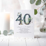 Greenery and Gold 40th Birthday Invitation<br><div class="desc">Greenery and gold foliage 40th birthday party invitations</div>