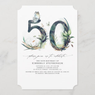 Greenery and Gold 50th Birthday Invitation