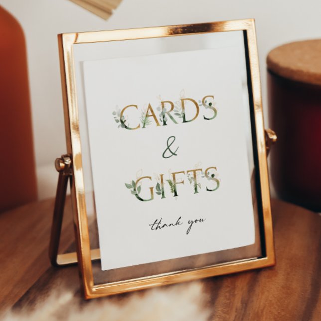 Greenery and Gold Baby Shower Cards and Gifts Sign (Creator Uploaded)