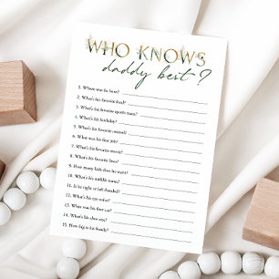 Greenery and Gold Baby Shower Who Knows Daddy Card