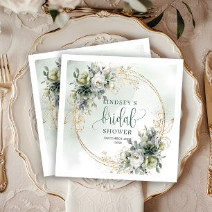 Greenery And Gold Boho Bridal Shower Napkins