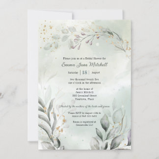 Greenery and Gold Bridal Shower Invitation