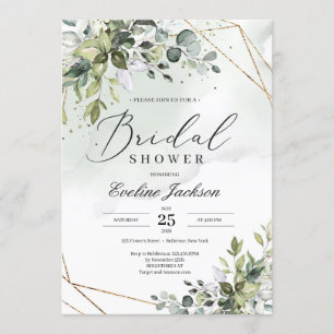 Greenery and Gold Bridal Shower Invitation
