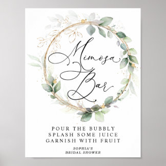 Greenery and Gold Bridal Shower Mimosa Bar Poster