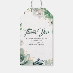 Greenery and Gold Elegant Botanical Wedding Gift Tags