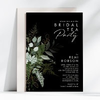 Greenery and Gold Leaf | Black Bridal Tea Party
