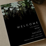 Greenery and Gold Leaf | Black Folded Wedding Programme<br><div class="desc">We designed this greenery and gold leaf | black folded wedding program to complete your simple yet elegant boho wedding. It features modern green and white eucalyptus leaf, fern foliage, a succulent flower, and minimal gold foil leaves. These elements give the feel of a whimsical watercolor enchanted forest, perfect for...</div>