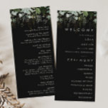 Greenery and Gold Leaf | Black Wedding Program Programme<br><div class="desc">We designed this greenery and gold leaf | black wedding program to complete your simple yet elegant boho wedding. It features modern green and white eucalyptus leaf, fern foliage, a succulent flower, and minimal gold foil leaves. These elements give the feel of a whimsical watercolor enchanted forest, perfect for any...</div>