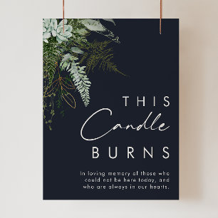 Greenery and Gold Leaf Dark Navy This Candle Burns Poster
