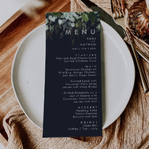 Greenery and Gold Leaf   Navy Wedding Dinner Menu