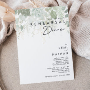 Greenery and Gold Leaf Rehearsal Dinner Invitation