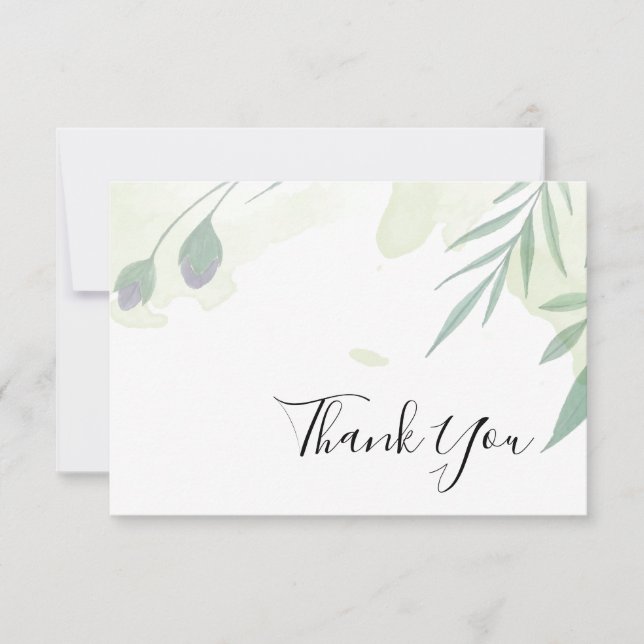 Greenery and Gold Leaf Thank You Card (Front)