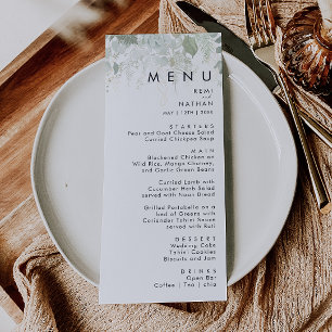 Greenery and Gold Leaf Wedding Dinner Menu