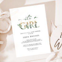 Greenery and Gold Lettering Its A Girl Baby Shower