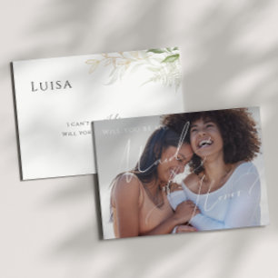 Greenery and Gold Photo Maid of Honour Card