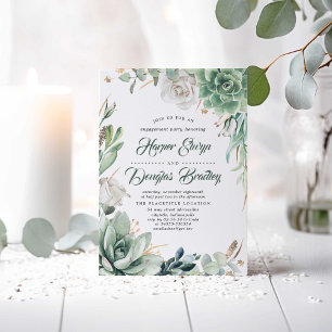 Greenery and Gold   Rustic Garden Engagement Party Invitation