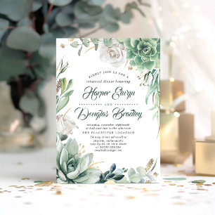 Greenery and Gold Rustic Garden Rehearsal Dinner Invitation