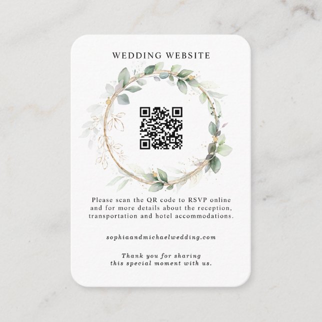 Greenery and Gold Wedding Enclosure Card (Front)