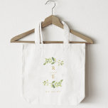 Greenery and Gold Wedding Monogram Tote Bag<br><div class="desc">Custom-designed wedding tote bag featuring elegant watercolor greenery wreath with personalised monogram and date.</div>