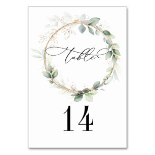 Greenery and Gold Wedding Table Card