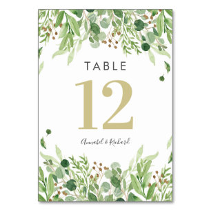 Greenery and gold Wedding table cards