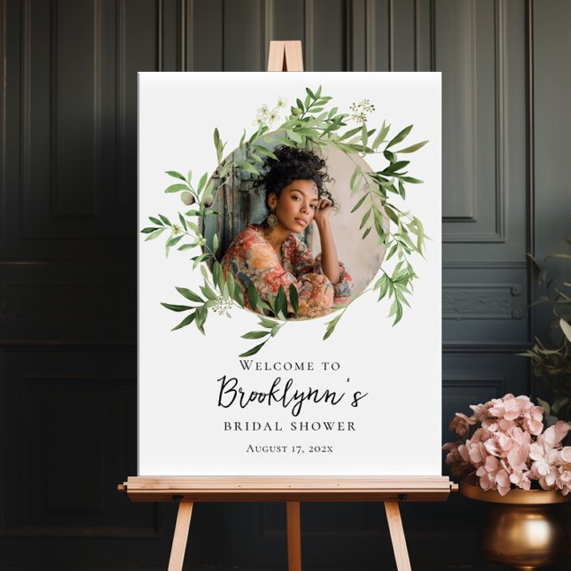 Greenery and photo bridal shower welcome poster (Creator Uploaded)