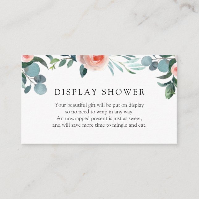 Greenery and Pink Flowers Display Shower card (Front)