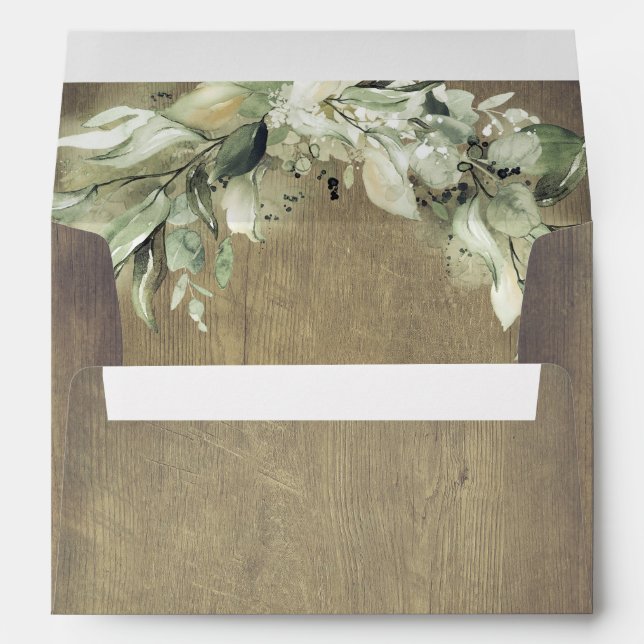 Greenery and Rustic Countryside Wood Texture Envelope (Back (Bottom))