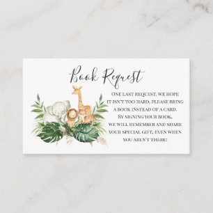 Greenery And Safari Animals  Book Request Enclosure Card