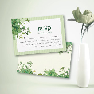 Greenery and stripes St Patrick's Day wedding     RSVP Card