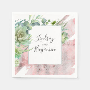 Greenery and Succulents Rose Gold Elegant Napkin