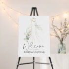 Greenery and Wedding Dress Bridal Shower Welcome