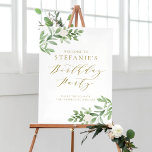 Greenery and White Flowers Birthday Party Welcome Poster<br><div class="desc">Welcome guests to your event with this customisable birthday party welcome sign. It features watercolour greenery and white flowers with whimsical calligraphy. Personalise by adding your details. This greenery birthday welcome sign is perfect for spring and winter birthdays.</div>