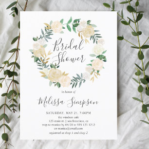 Greenery And White Flowers Bridal Shower Invitation Postcard