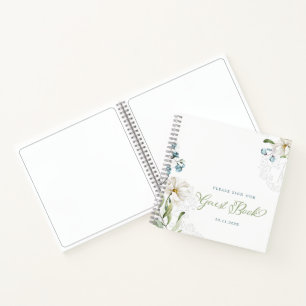 Greenery and white flowers elegant Guestbook Notebook