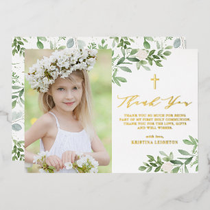Greenery and White Flowers First Holy Communion