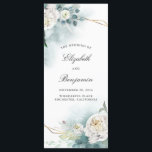 Greenery and White Flowers Wedding Programs Programme<br><div class="desc">White peony and geometric gold frame wedding programs</div>